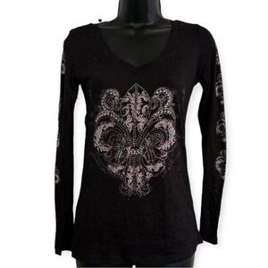 Affliction Black Long Sleeve Top
